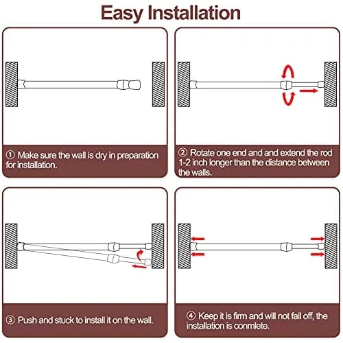 SIQUK 6 Pack Adjustable Spring Tension Rods 50.8 cm (20 Inches) | No-Drill Hanging Rods for Cupboards & Closets thumbnail 4