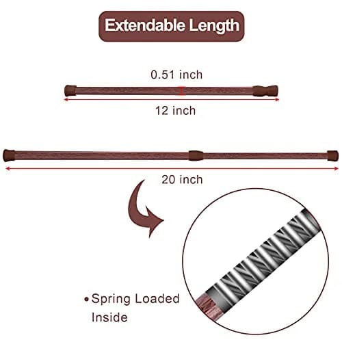 SIQUK 6 Pack Adjustable Spring Tension Rods 50.8 cm (20 Inches) | No-Drill Hanging Rods for Cupboards & Closets thumbnail 3