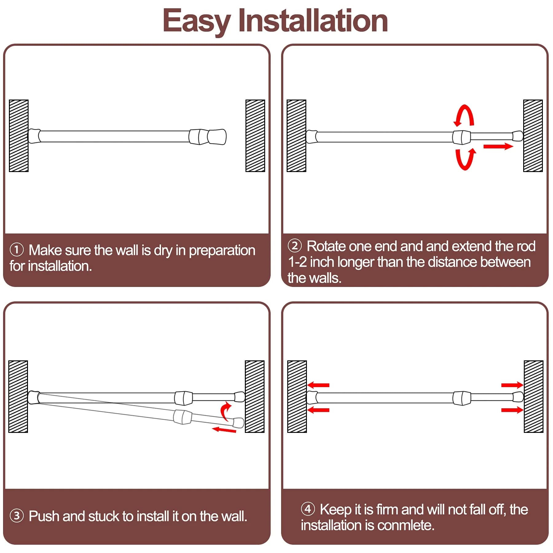 SIQUK 6 Pack Adjustable Spring Tension Rods 50.8 cm (20 Inches) | No-Drill Hanging Rods for Cupboards & Closets - view 4