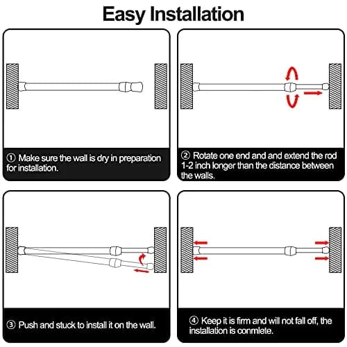 SIQUK Adjustable Spring Tension Rods 30-51 cm (12-20 Inches) | No-Drill Installation for Cupboards & Windows thumbnail 4