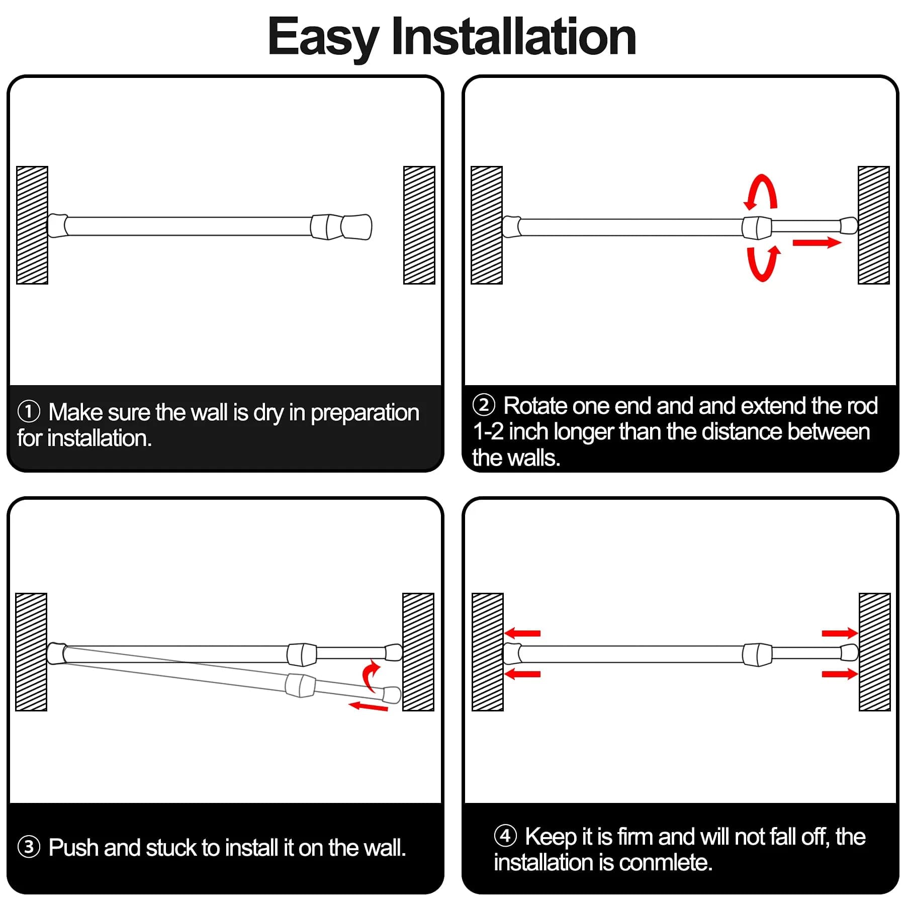 SIQUK Adjustable Spring Tension Rods 30-51 cm (12-20 Inches) | No-Drill Installation for Cupboards & Windows - view 4
