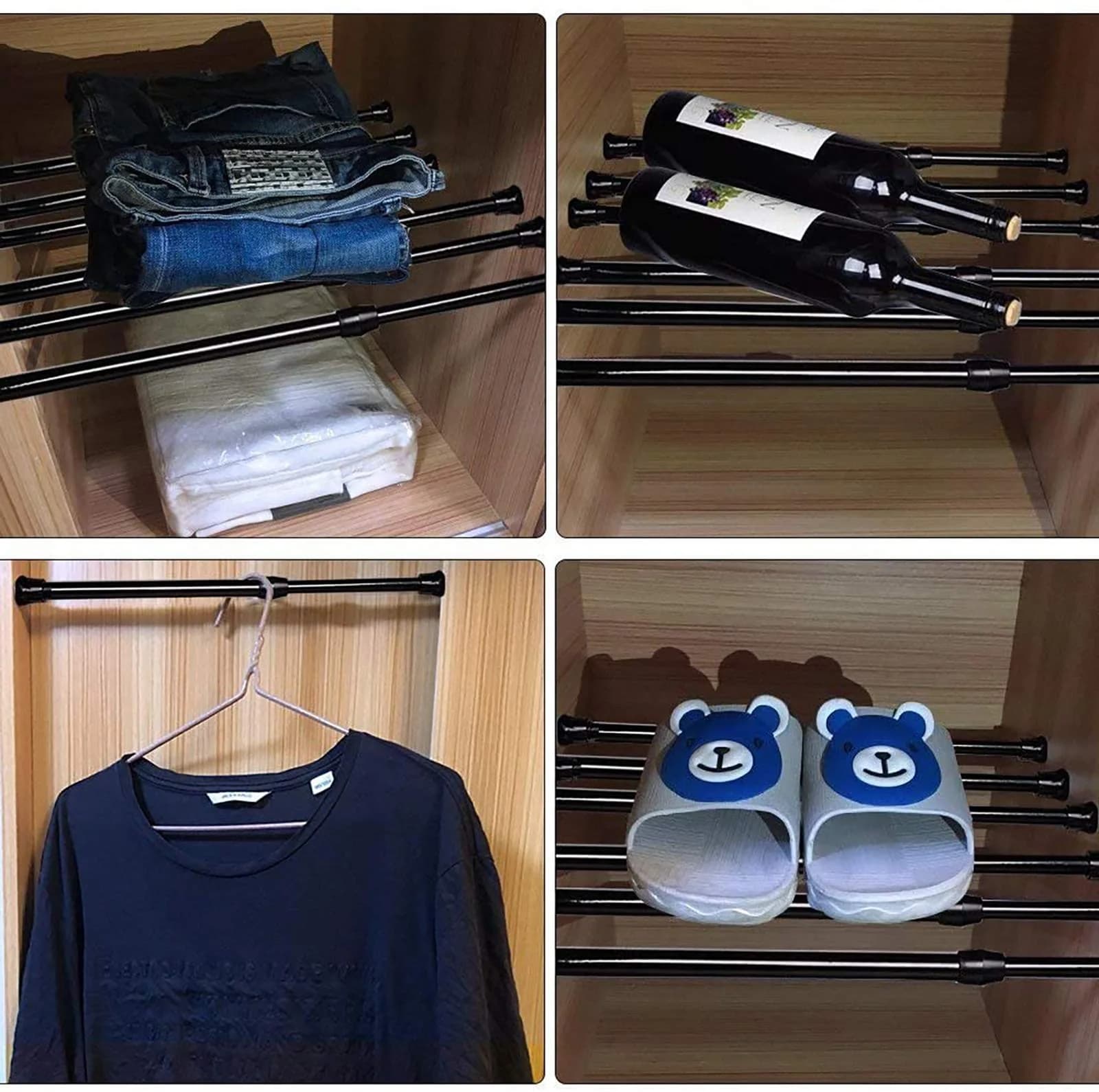 SIQUK Adjustable Spring Tension Rods 30-51 cm (12-20 Inches) | No-Drill Installation for Cupboards & Windows - view 5