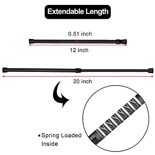 SIQUK Adjustable Spring Tension Rods 30-51 cm (12-20 Inches) | No-Drill Installation for Cupboards & Windows thumbnail 3