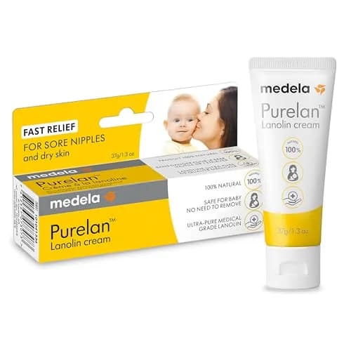 Medela Organic Breast Massage Oil for Breastfeeding Mothers, 50ml (1.69 fl. oz). | USDA Organic & Vegan Formula — Purelan Lanolin Cream