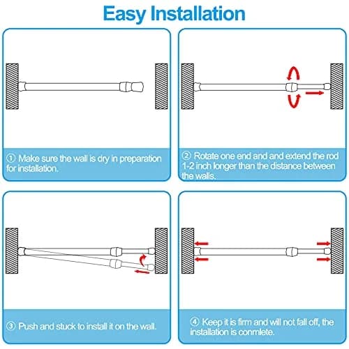 SIQUK 6 Pack White Adjustable Spring Tension Rods, 12" to 20" (30-51 cm) - No-Drill Installation - view 4