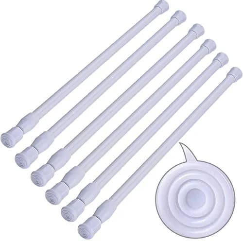 SIQUK 6 Pack White Adjustable Spring Tension Rods, 12" to 20" (30-51 cm) - No-Drill Installation - main product image