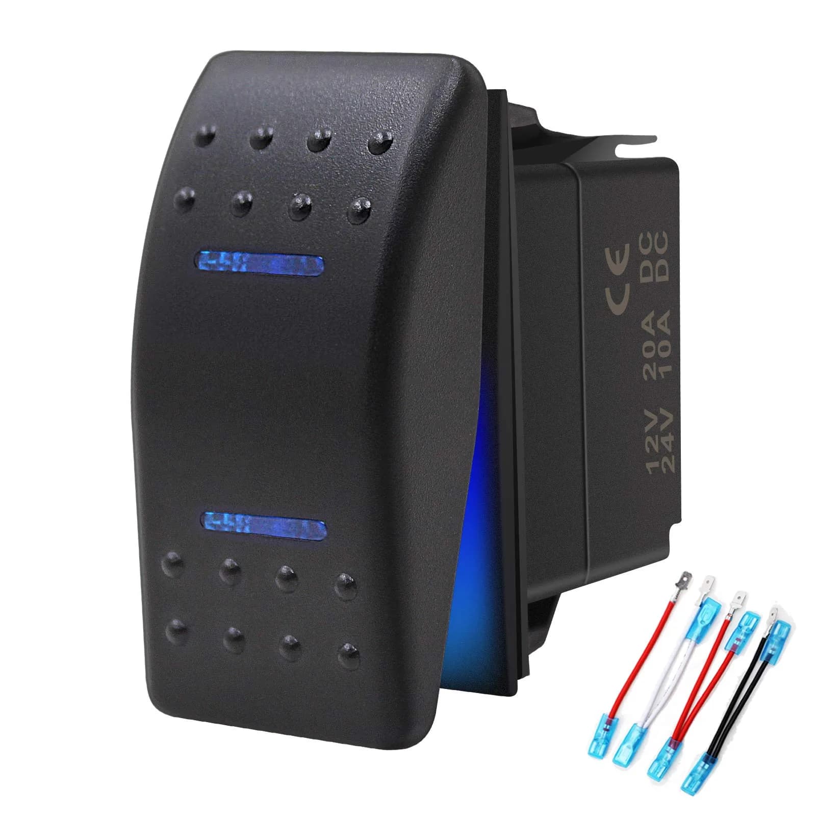 KEING Momentary Rocker Switch with Blue LED Light - 12V 20A / 24V 10A, 7-Pin DPDT (ON)/Off/(ON) | For Automotive & Marine Use - main product image