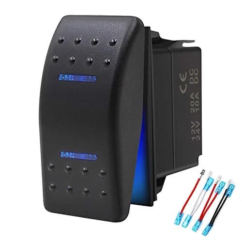 KEING Momentary Rocker Switch with Blue LED Light - 12V 20A / 24V 10A, 7-Pin DPDT (ON)/Off/(ON) | For Automotive & Marine Use thumbnail 1