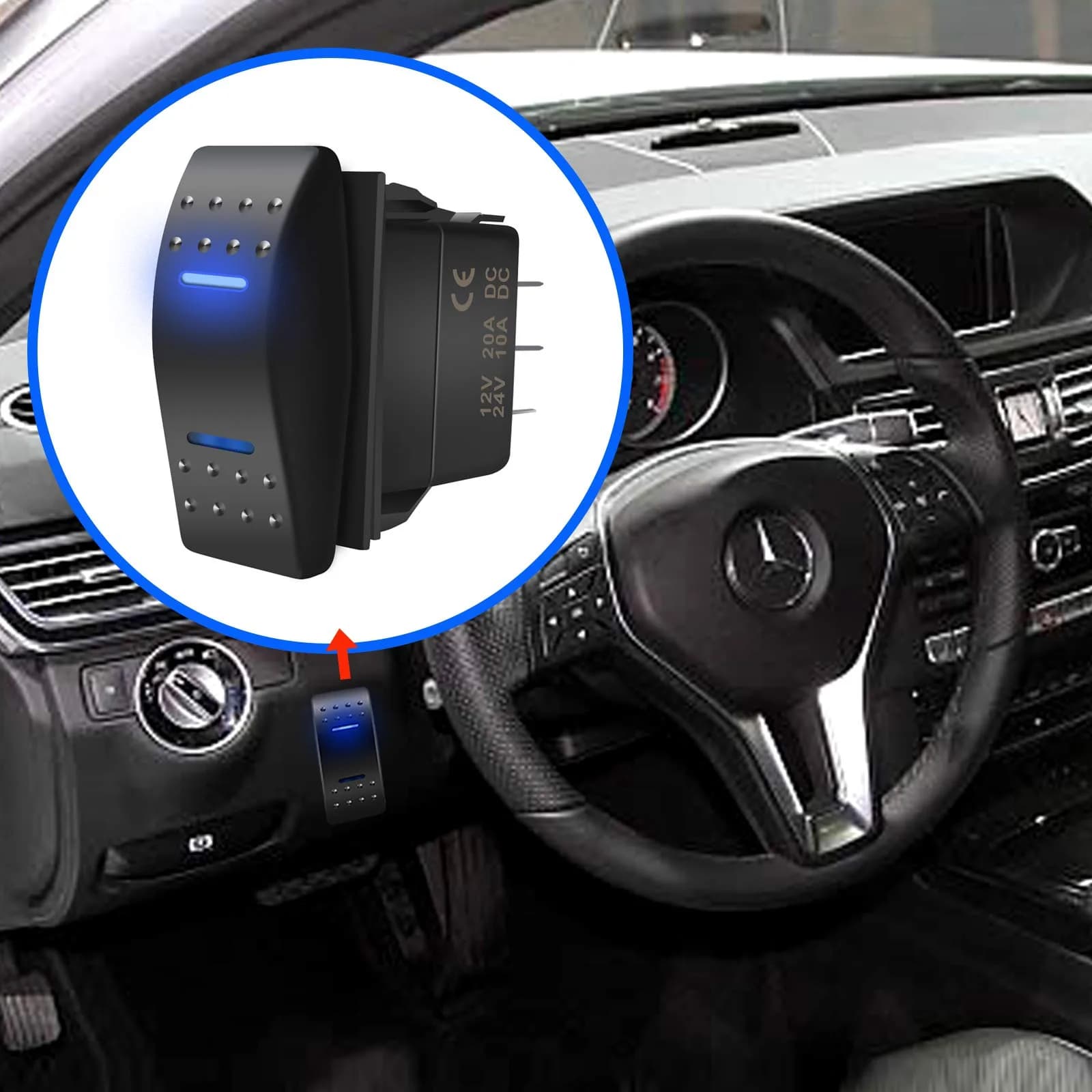 KEING Momentary Rocker Switch with Blue LED Light - 12V 20A / 24V 10A, 7-Pin DPDT (ON)/Off/(ON) | For Automotive & Marine Use - view 8