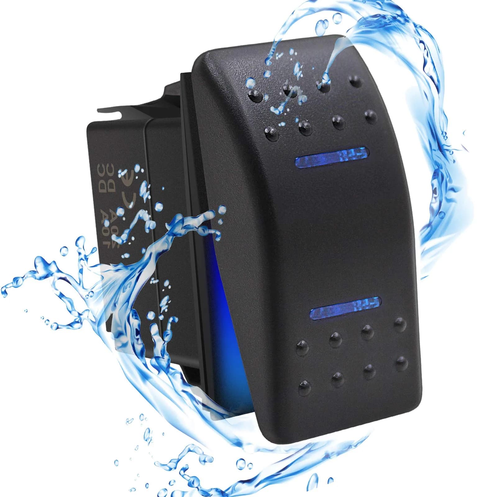 KEING Momentary Rocker Switch with Blue LED Light - 12V 20A / 24V 10A, 7-Pin DPDT (ON)/Off/(ON) | For Automotive & Marine Use - view 4