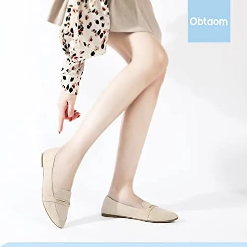 Obtaom Women's Pointy Toe Loafer Flat Faux Suede Comfortable Work Shoes Beige US9 thumbnail 7