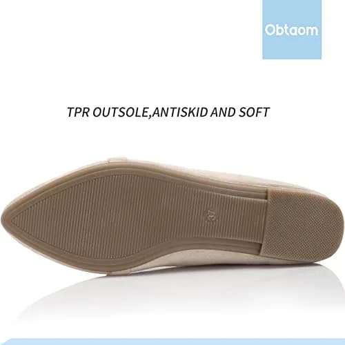 Obtaom Women's Pointy Toe Loafer Flat Faux Suede Comfortable Work Shoes in Beige US7 | Stylish & Breathable thumbnail 8