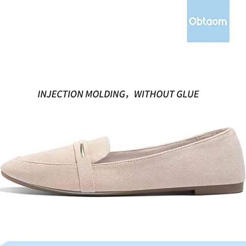 Obtaom Women's Pointy Toe Loafer Flat Faux Suede Comfortable Work Shoes in Beige US7 | Stylish & Breathable thumbnail 3
