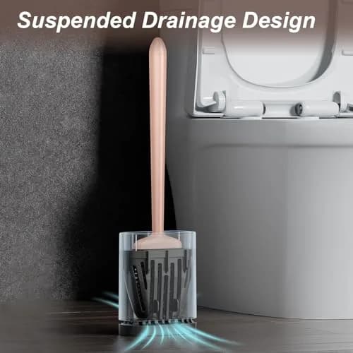 Sellemer Silicone Toilet Brush with Ventilation Slots Holder 41cm (16.15in) | Easy Clean Dead Corner thumbnail 5