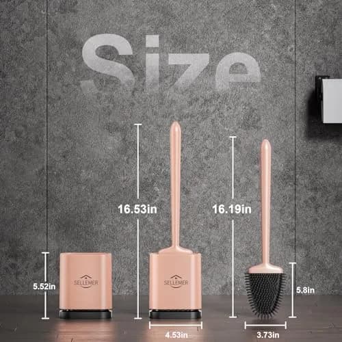 Sellemer Silicone Toilet Brush with Ventilation Slots Holder 41cm (16.15in) | Easy Clean Dead Corner thumbnail 8