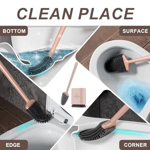 Sellemer Silicone Toilet Brush with Ventilation Slots Holder 41cm (16.15in) | Easy Clean Dead Corner thumbnail 2