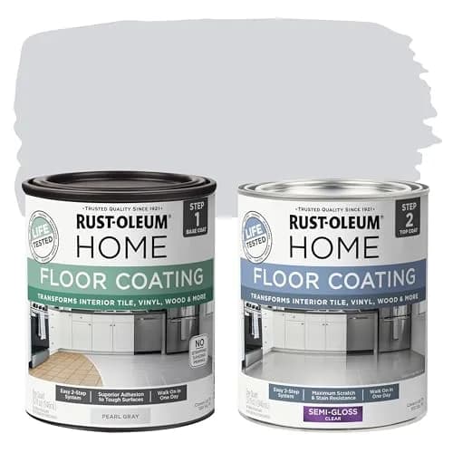 Rust-Oleum Home Interior Floor Semi-Gloss Pearl Gray Coating Kit | Durable, Easy to Apply, 2 Quarts thumbnail 1