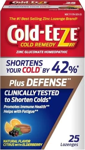 Cold-Eeze Plus Defense Zinc Lozenges, Natural Citrus Elderberry Flavor, 25 Ct | Shortens Cold Duration & Boosts Immunity thumbnail 1