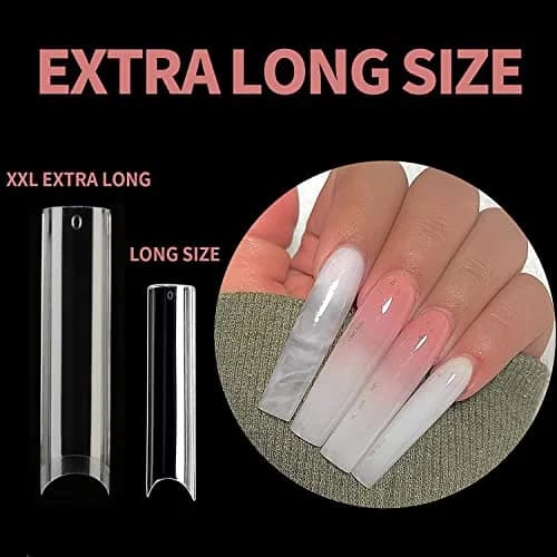 UNA GELLA Tapered Square Nail Tips XXL 216 PCS | Half Cover Jelly Soft Extra Long French Nail Tips thumbnail 4