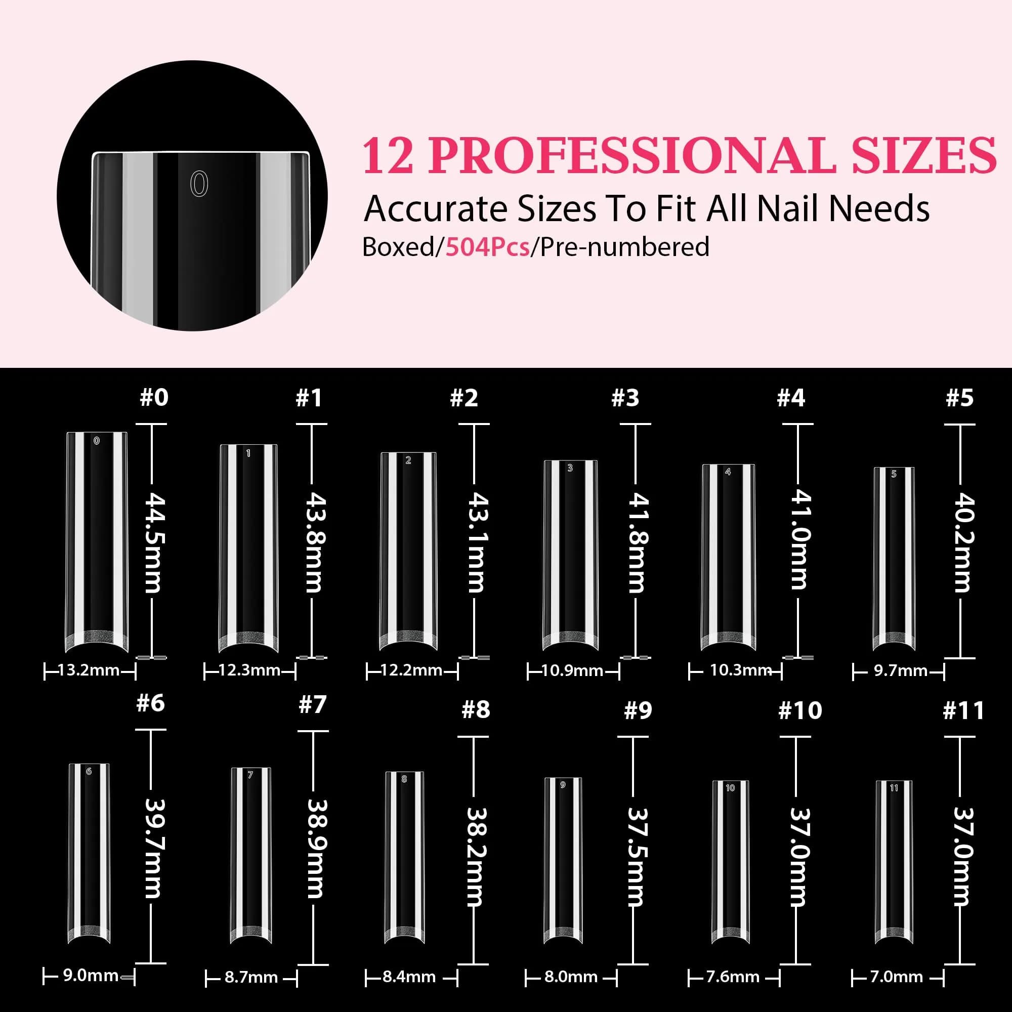 UNA GELLA Tapered Square Nail Tips XXL 216 PCS | Half Cover Jelly Soft Extra Long French Nail Tips - view 7