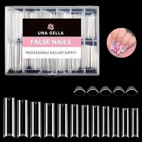 UNA GELLA Tapered Square Nail Tips XXL 216 PCS | Half Cover Jelly Soft Extra Long French Nail Tips thumbnail 1