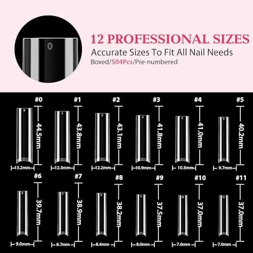 UNA GELLA Tapered Square Nail Tips XXL 216 PCS | Half Cover Jelly Soft Extra Long French Nail Tips thumbnail 7