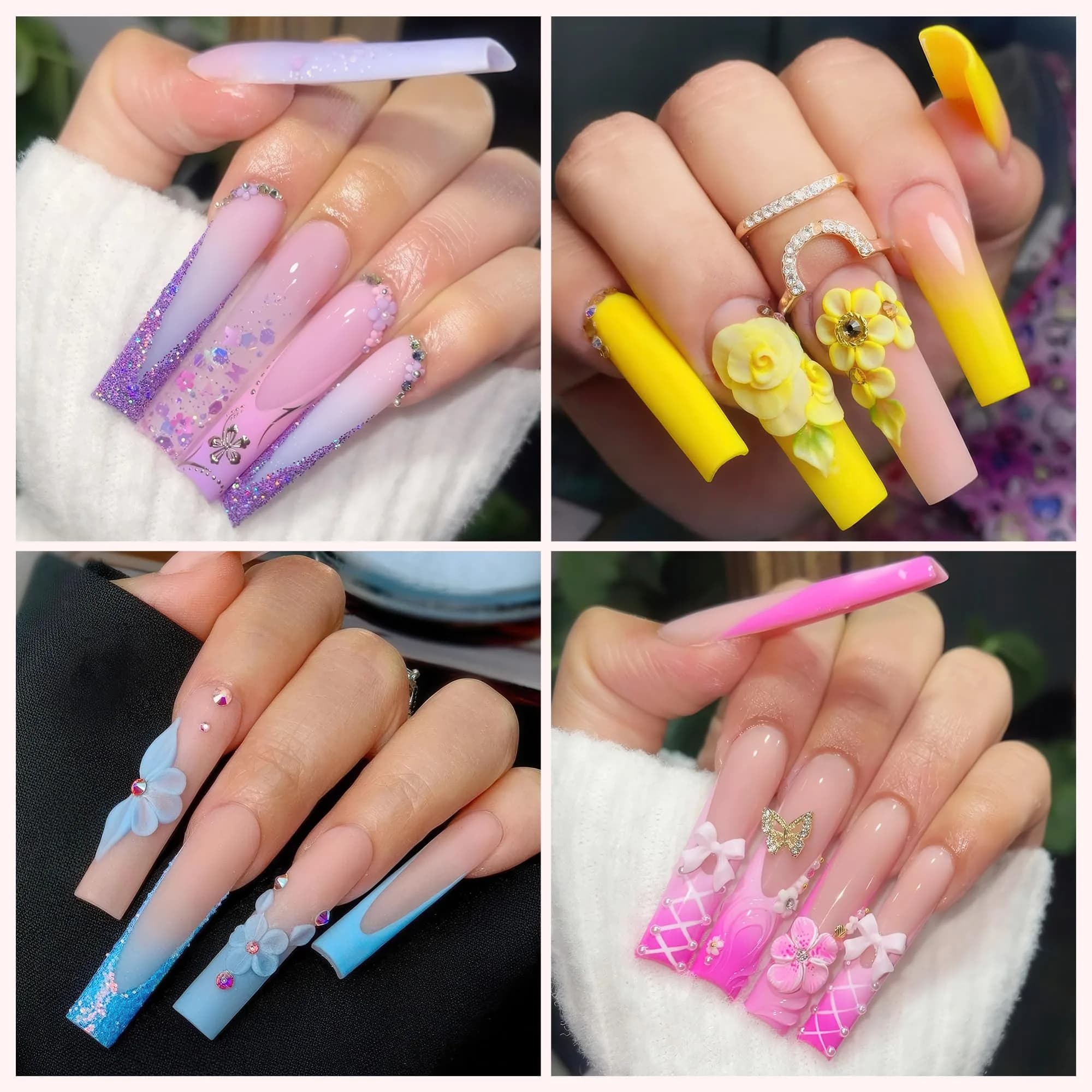 UNA GELLA Tapered Square Nail Tips XXL 216 PCS | Half Cover Jelly Soft Extra Long French Nail Tips - view 2