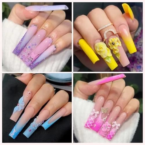 UNA GELLA Tapered Square Nail Tips XXL 216 PCS | Half Cover Jelly Soft Extra Long French Nail Tips thumbnail 2