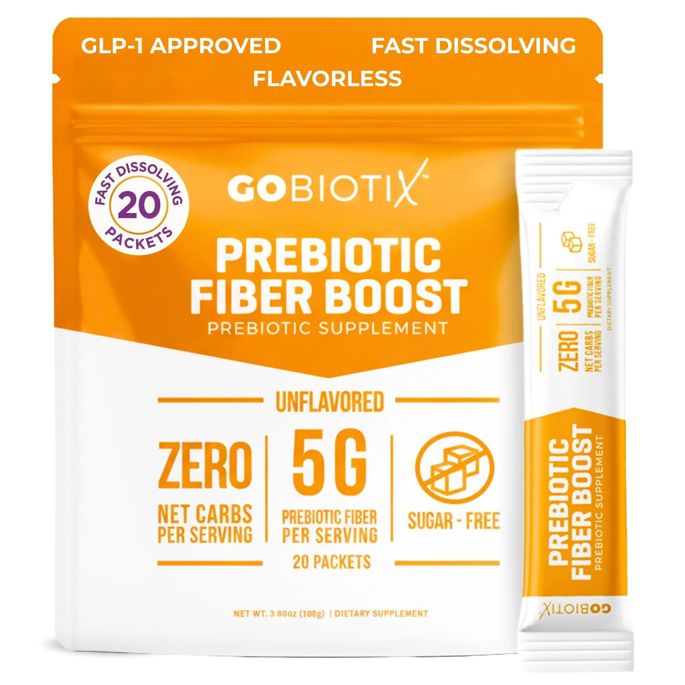 GOBIOTIX Fiber Supplement Powder with Prebiotics 3.8oz | Digestive & Gut Support