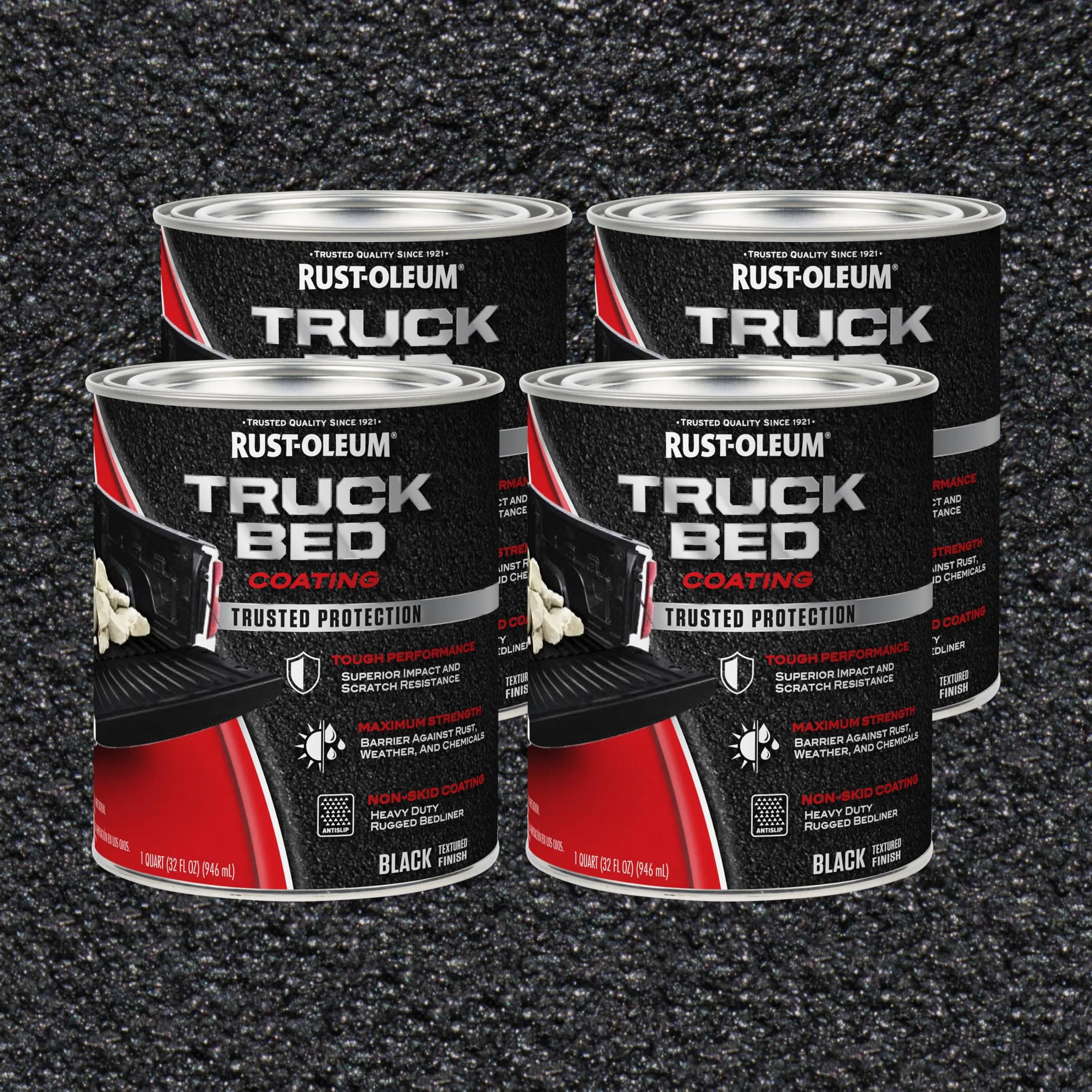 Rust-Oleum Truck Bed Coating Black Quart (32 Fl Oz / 946 ml) | 4-Pack for Ultimate Rust & Abrasion Resistance - view 2