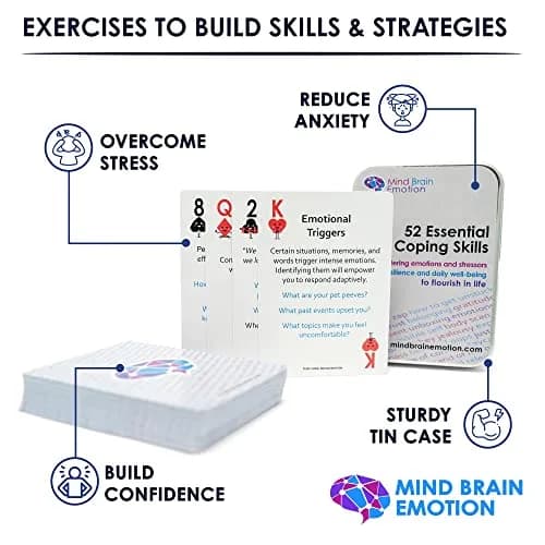 Mind Brain Emotion 52 Essential Coping Skills Cards | CBT, Meditation & Somatic Exercises for Stress & Anxiety Relief thumbnail 2