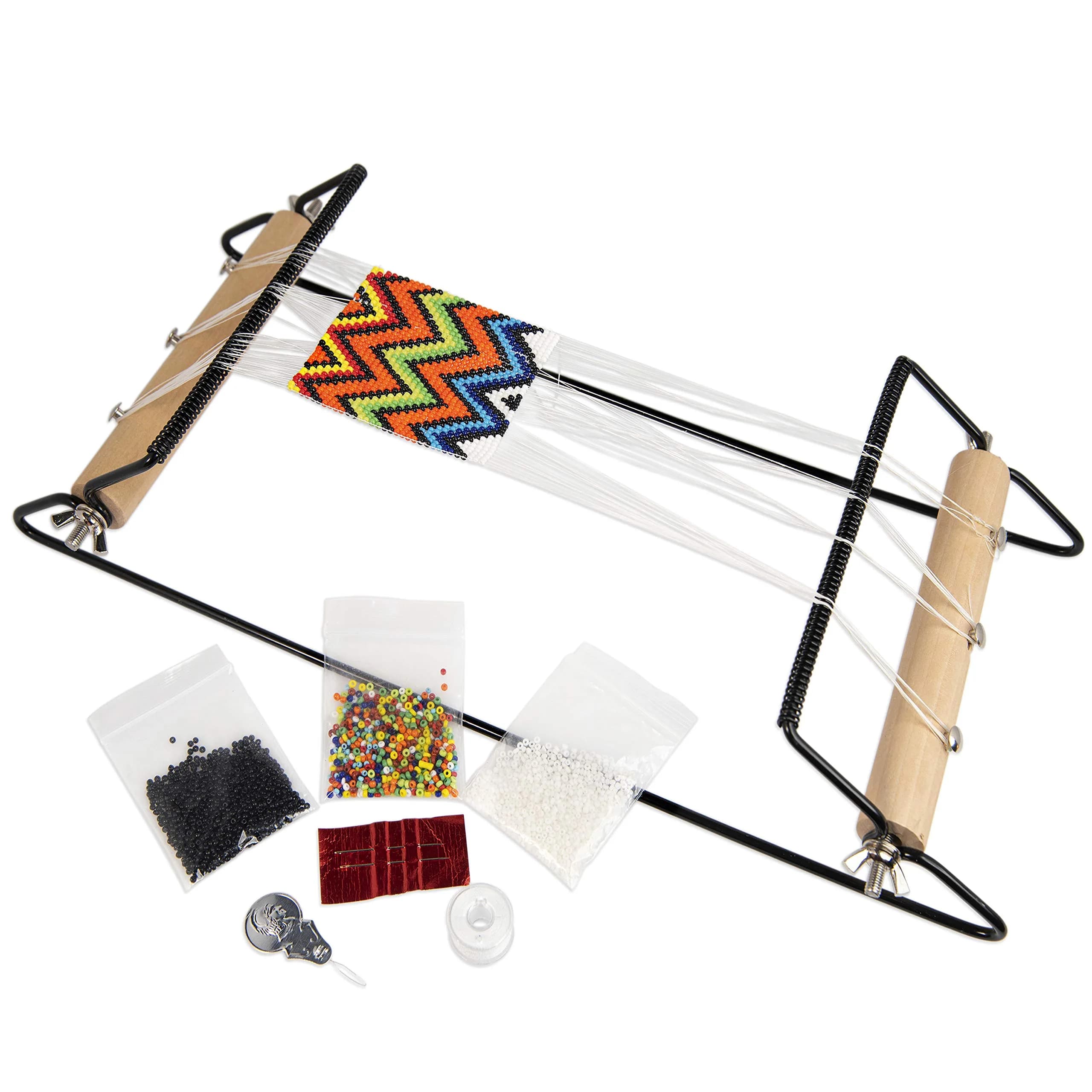 The Beadsmith Extra Wide Metal Bead Loom Kit with 36g Glass Beads | Weave Bracelets, Necklaces & Belts — 14.5" x 6" x 8.5"