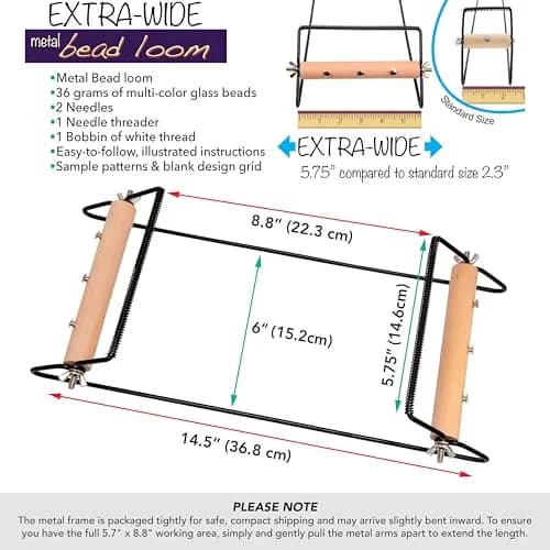 The Beadsmith Extra Wide Metal Bead Loom Kit with 36g Glass Beads | Weave Bracelets, Necklaces & Belts thumbnail 3