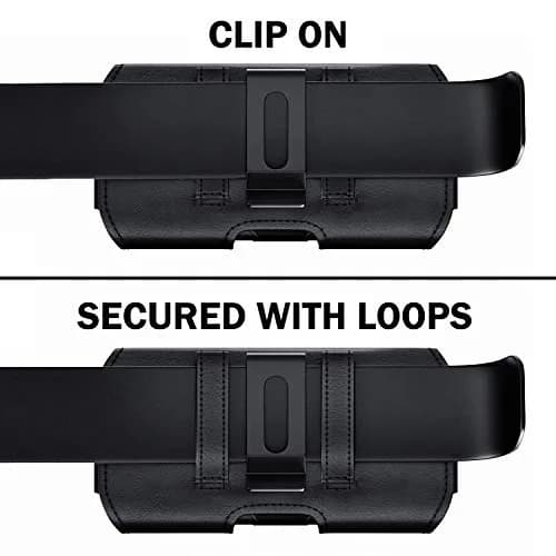 DeBin Leather Cell Phone Belt Holster Pouch for Samsung Galaxy Ultra S26, S25, S24, S23, S22, S21, Note 20 Ultra with Case On | Fits Phones with Case On, Black thumbnail 4