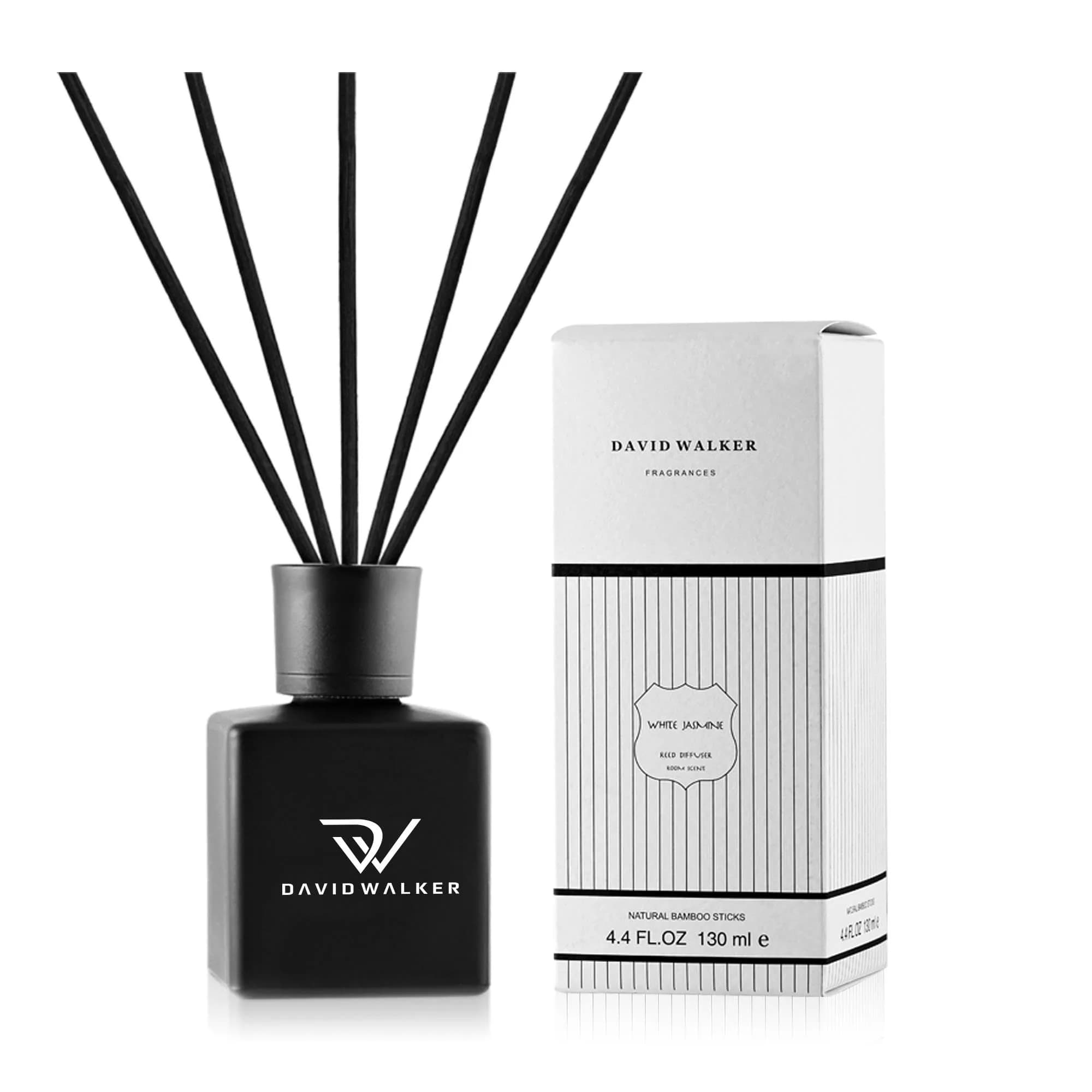 David Walker Room Diffuser - White Jasmine | 130 ml/4.4 oz | Long-lasting fragrance for home — White