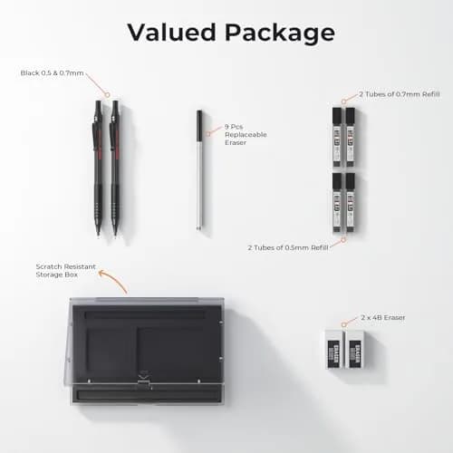 Nicpro MP1000 Series Mechanical Pencil Set 0.5mm & 0.7mm | Full Metal Body with Case & Refills thumbnail 7