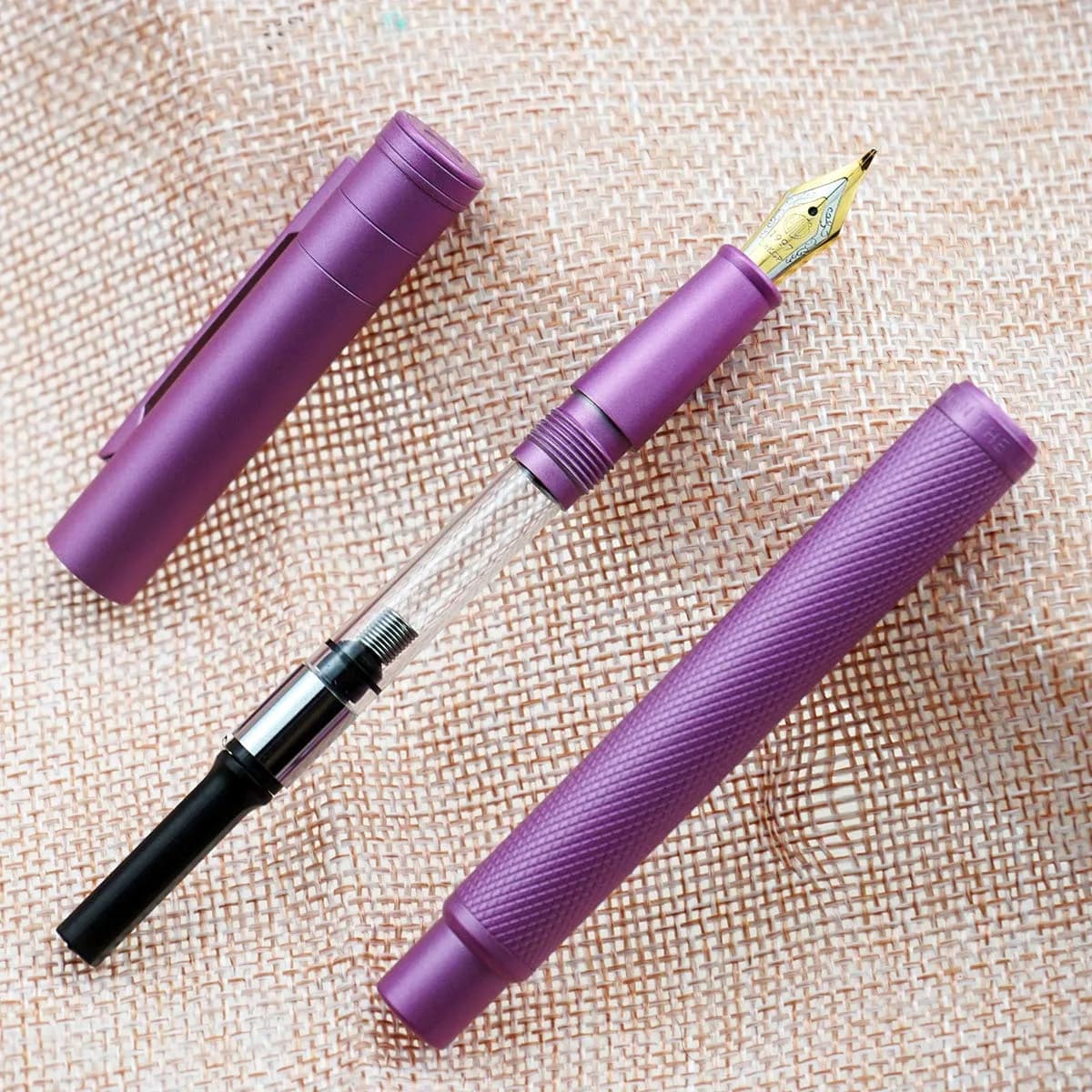 Asvine Pink Forest Fountain Pen Bent Nib 1.0mm (0.04 in) | Classic Design with Converter and Metal Pen Case - view 6