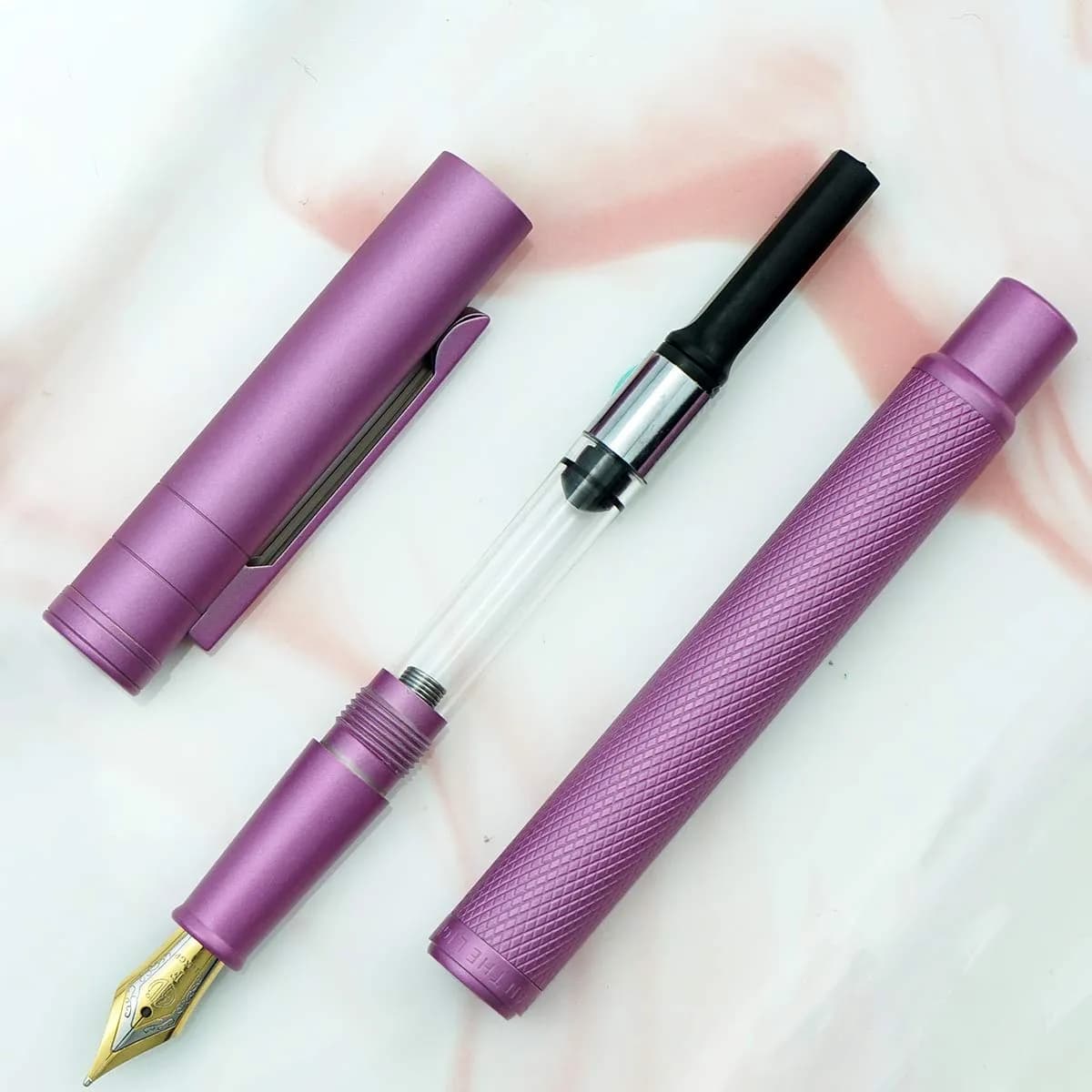 Asvine Pink Forest Fountain Pen Fine Nib 0.5mm (0.02 in) | Classic Design with Converter and Metal Pen Case - view 5