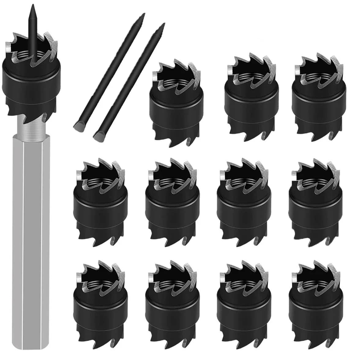 NAKAO 13 Pcs Spot Weld Cutter Set Double Sided 3/8" (9.5mm) HSS Drill Bits | Precision Metal Separation Tool - main product image