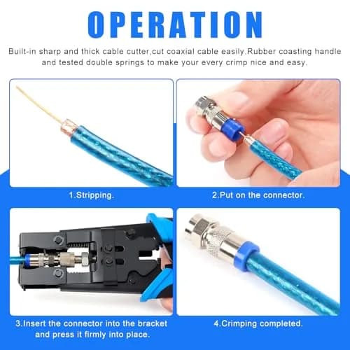 Delgada Coax Cable Crimper 3-in-1 BNC Compression Tool for RG58 RG59 RG6 | Durable, Ergonomic, Waterproof thumbnail 6