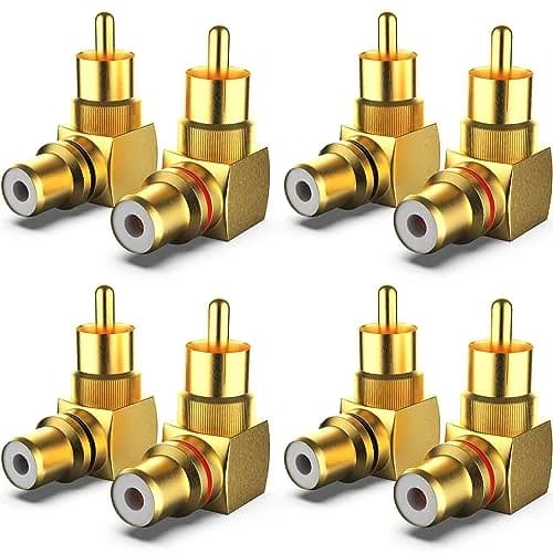 Warmstor 8-Pack RCA Right Angle Adapter 90 Degree Male to Female Connector | Extends Less Than 1 Inch thumbnail 1