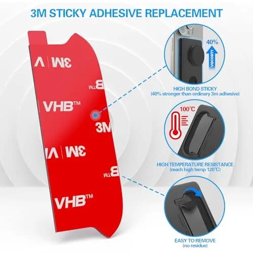 pop-tech Sticky Pads Replacement for Socket Wallet Base | Heavy Duty Double Sided Mounting Tape for Phone Wallets (6pcs) thumbnail 5