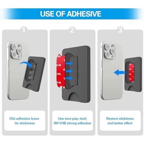 pop-tech Sticky Pads Replacement for Socket Wallet Base | Heavy Duty Double Sided Mounting Tape for Phone Wallets (6pcs) thumbnail 7