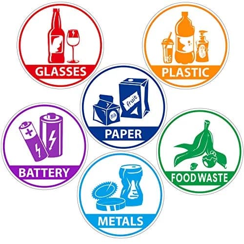 Outus Recycle Sticker Decal 10cm Waterproof Labels for Trash & Recycling | Bilingual, Removable Vinyl thumbnail 1