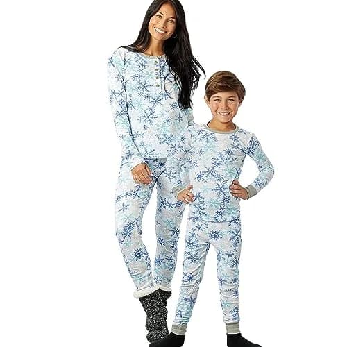 HonestBaby Family Matching Holiday Pajamas for Men, Women, Kids, Toddlers, Baby Boys, Girls, Unisex Pets, Falling Snowflakes, 0-3 Months | Organic Cotton Comfort thumbnail 1