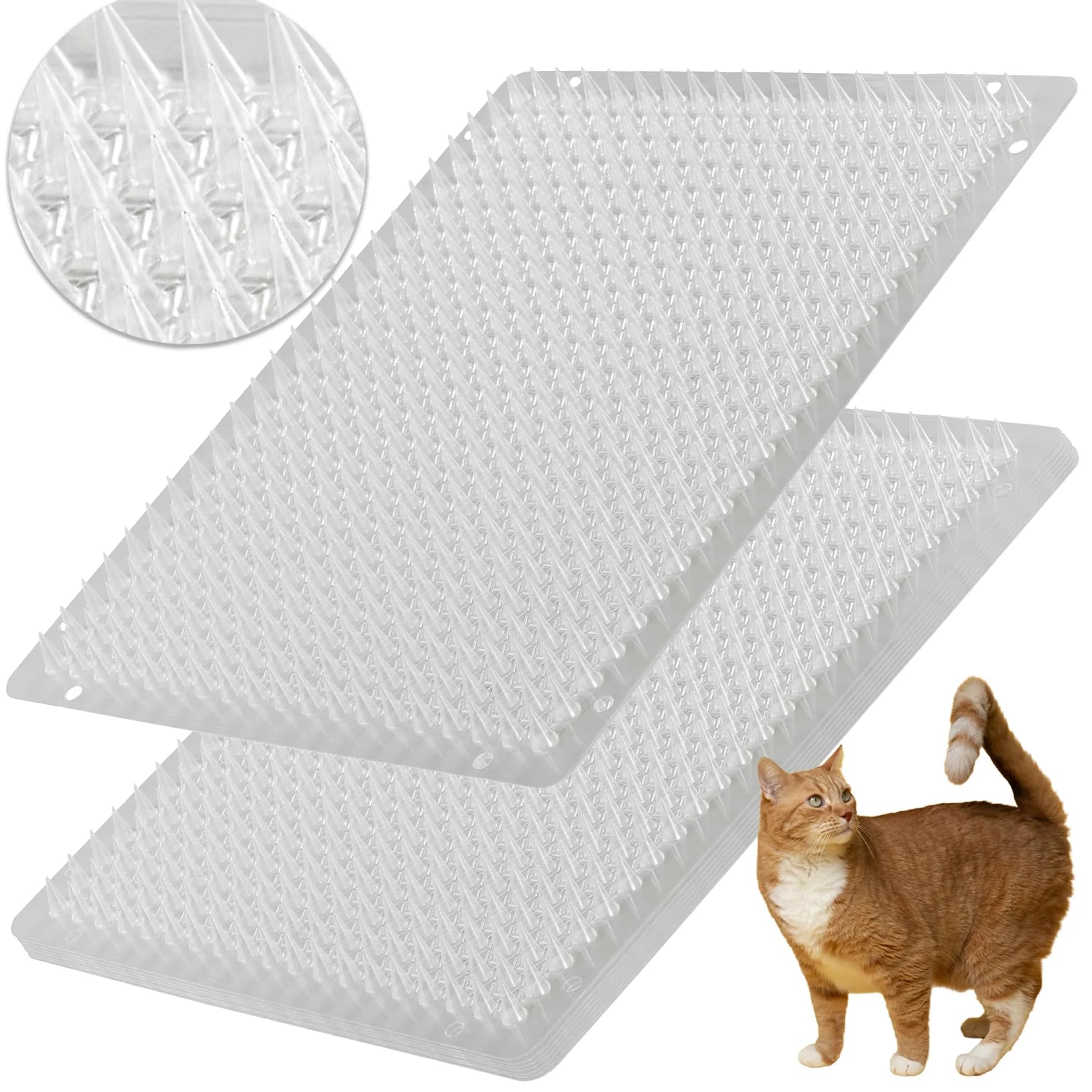 BYTEBAY Cat Repellent Scat Mat 8 Pack | Humane Humane Security Spikes 16x13 Inches — transparently