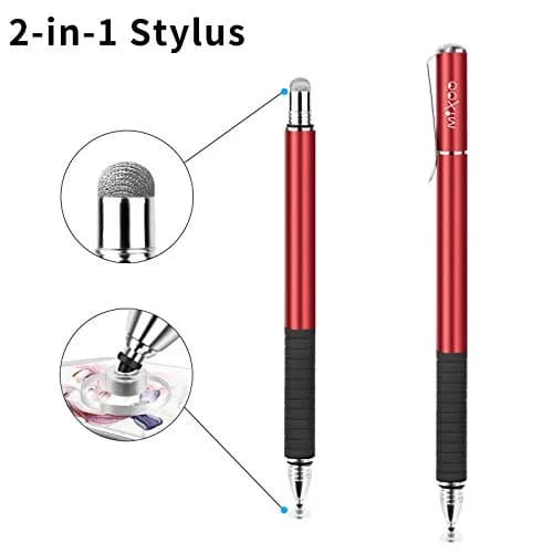 Mixoo 2-in-1 Stylus Pen for Touch Screens - Disc & Fiber Tip, High Sensitivity, Universal for iPad, iPhone, Tablets, Laptops (Red, 156mm) thumbnail 4