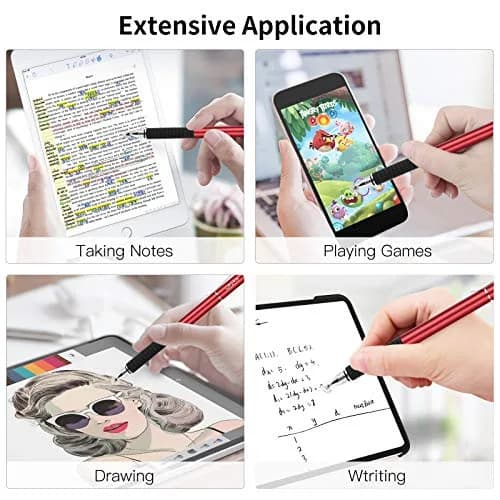 Mixoo 2-in-1 Stylus Pen for Touch Screens - Disc & Fiber Tip, High Sensitivity, Universal for iPad, iPhone, Tablets, Laptops (Red, 156mm) thumbnail 6