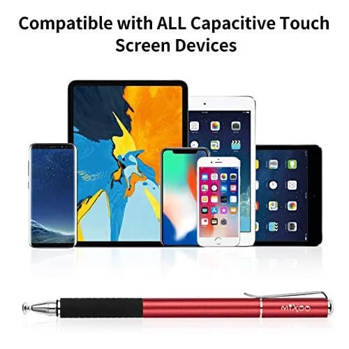 Mixoo 2-in-1 Stylus Pen for Touch Screens - Disc & Fiber Tip, High Sensitivity, Universal for iPad, iPhone, Tablets, Laptops (Red, 156mm) thumbnail 3