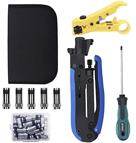 Delgada Coax Cable Crimper Kit, Compression Tool for RG6 RG59 RG11 | Precise & Durable (70-120 chars) thumbnail 1
